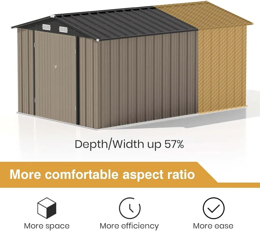 Outdoor Steel Storage Shed With Lockable Doors For Tools