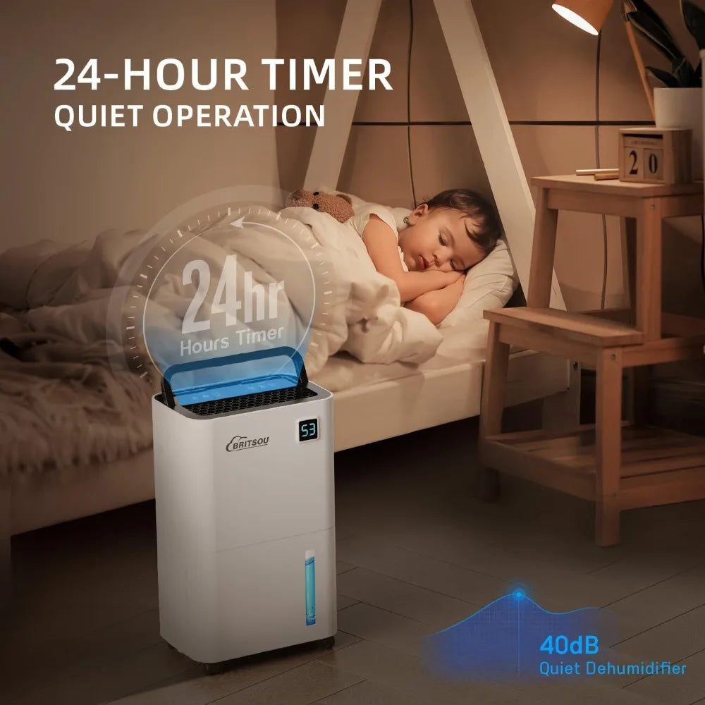 Britsou 50 Pint Dehumidifier For Basement With Drain Hose