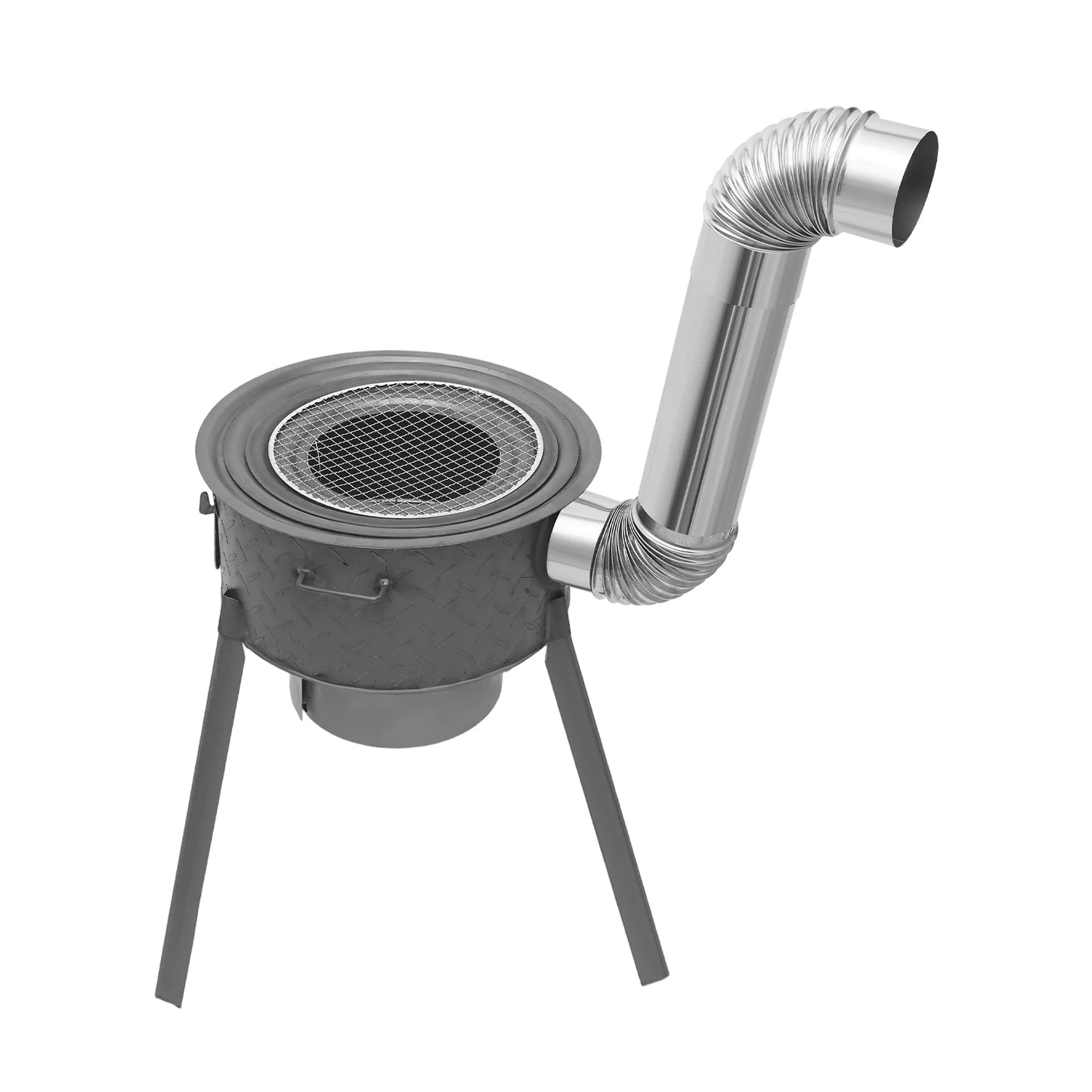 Portable Wood Burning Stove With Three Wok Rings For Outdoor Cooking