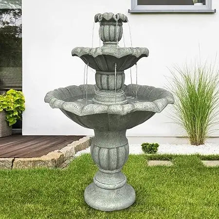 Watnature Birdbath Waterfall Fountain 3 Tier Pagoda Outdoor