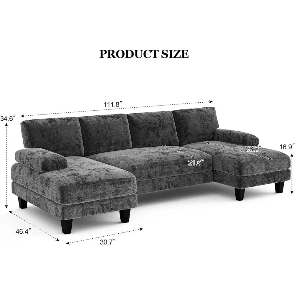XMSJ U Shaped Sectional Sofa With Double Chaise Living Room