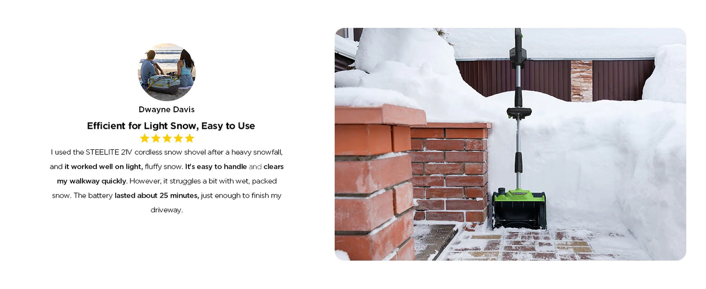 Deli 21V Cordless Snow Shovel With 4Ah Battery Performance