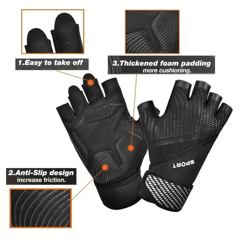 Unisex Half Finger Sports Gloves Polyester Non Slip for Training