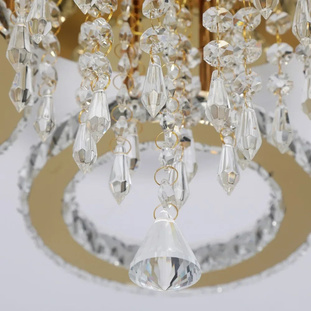 Led Ceiling Light Crystal Chandelier For Living Room Gold Finish