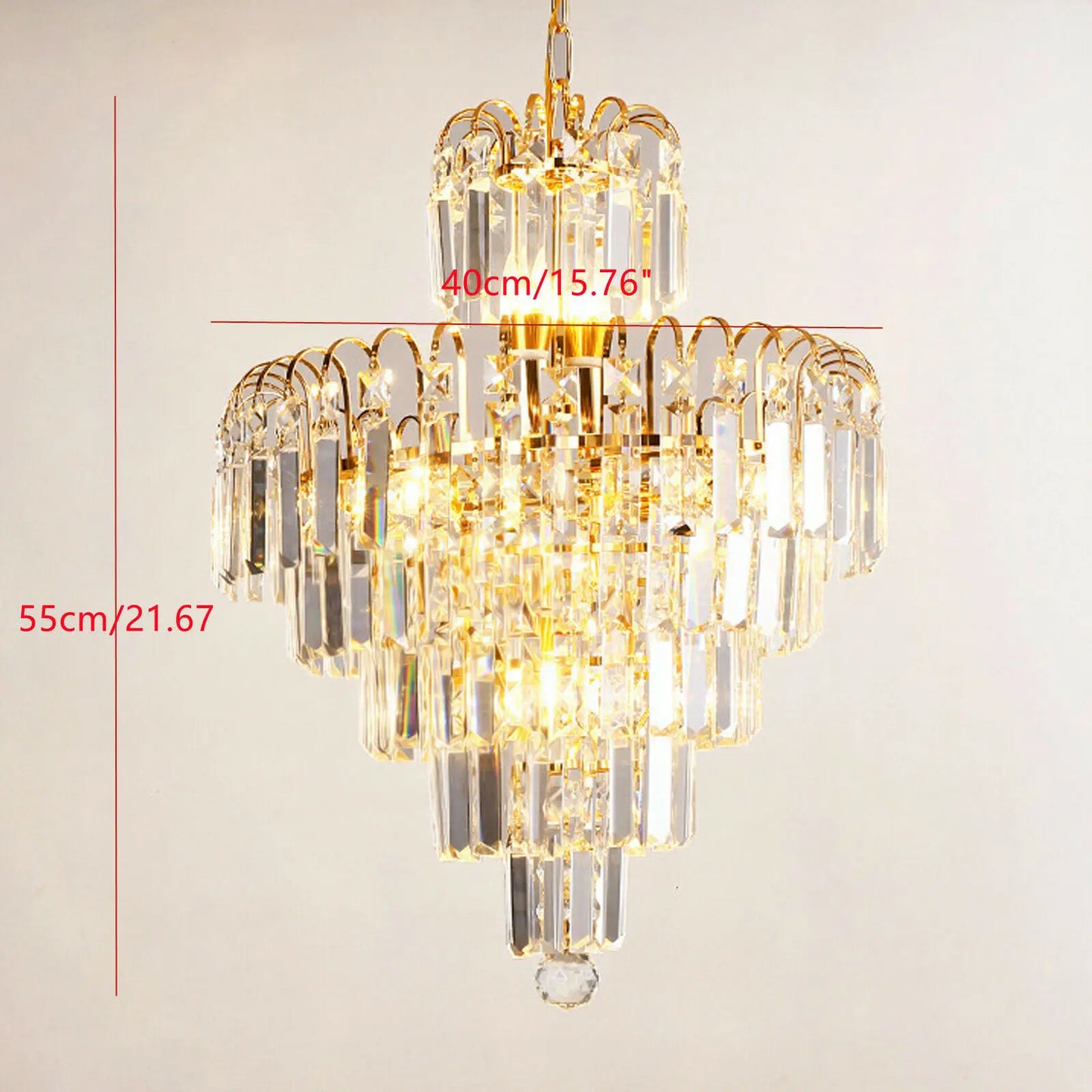 Bymaocar Luxury Crystal Chandelier Modern Pendant Lamp