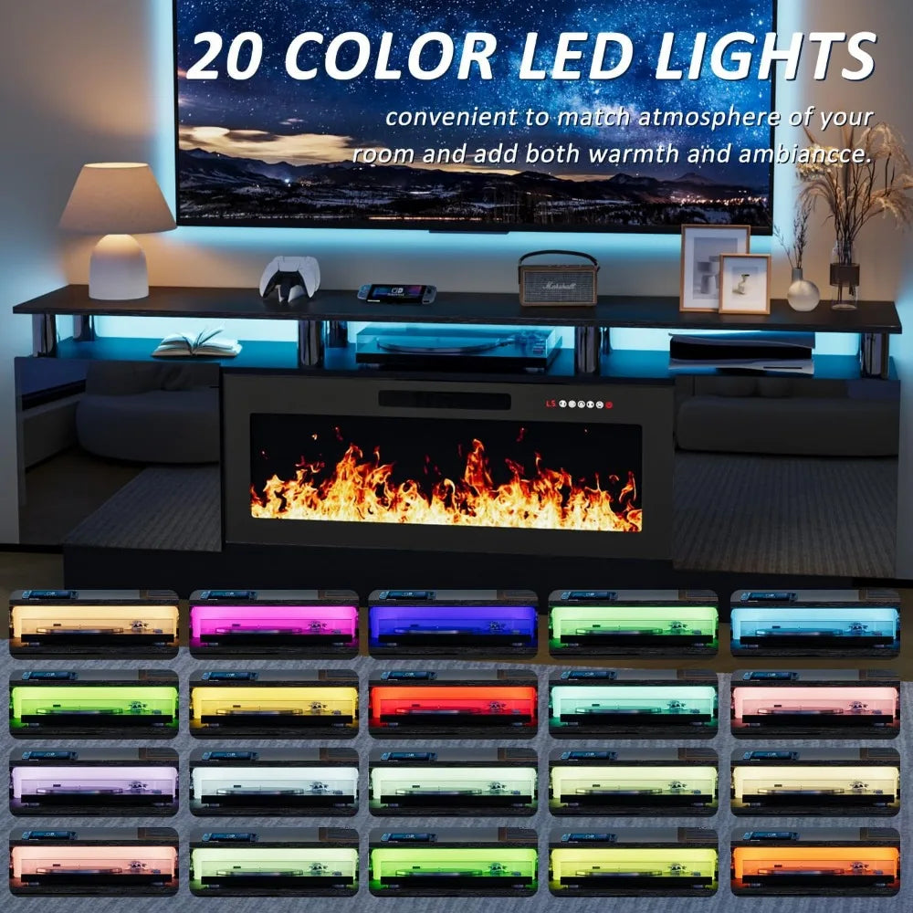Modern Wooden Electric Fireplace TV Stand With Remote