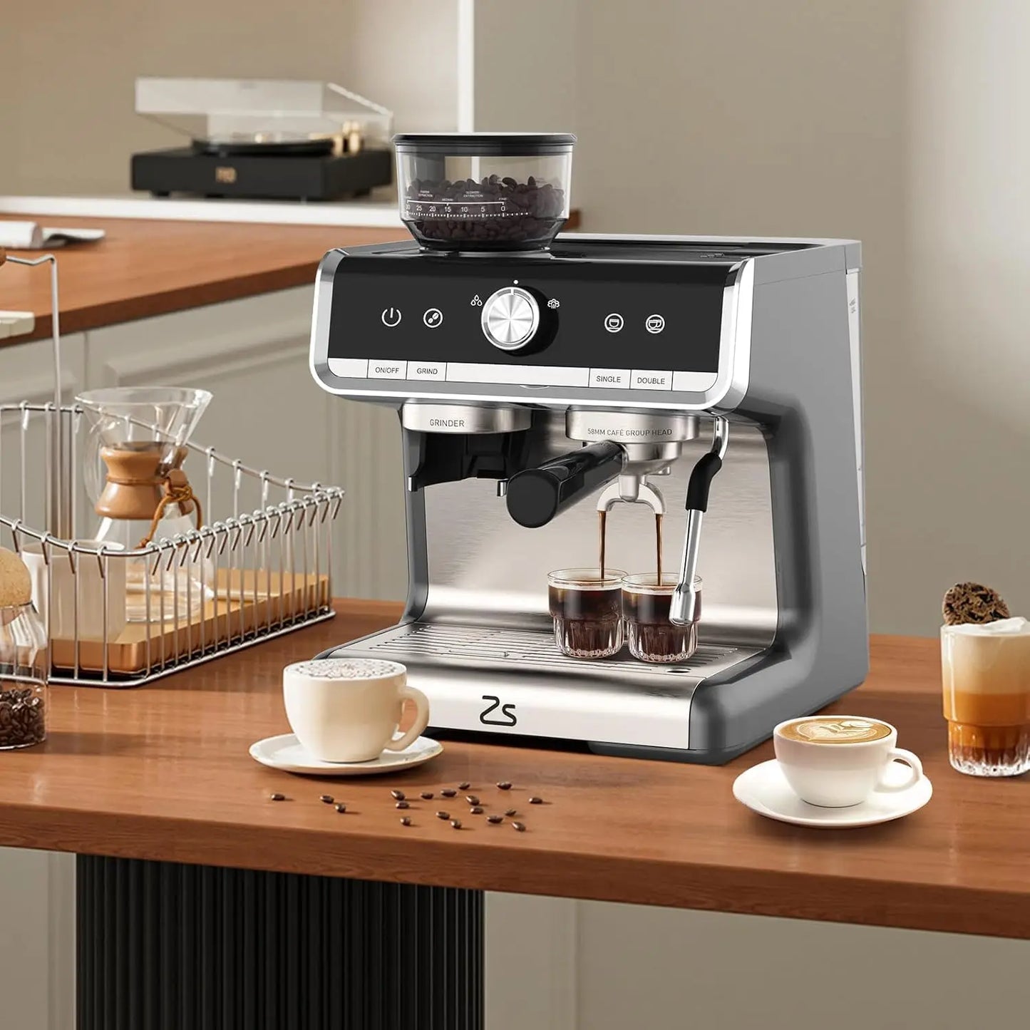 Acekool 20 Bar Semi Automatic Espresso Machine With Grinder 1450W