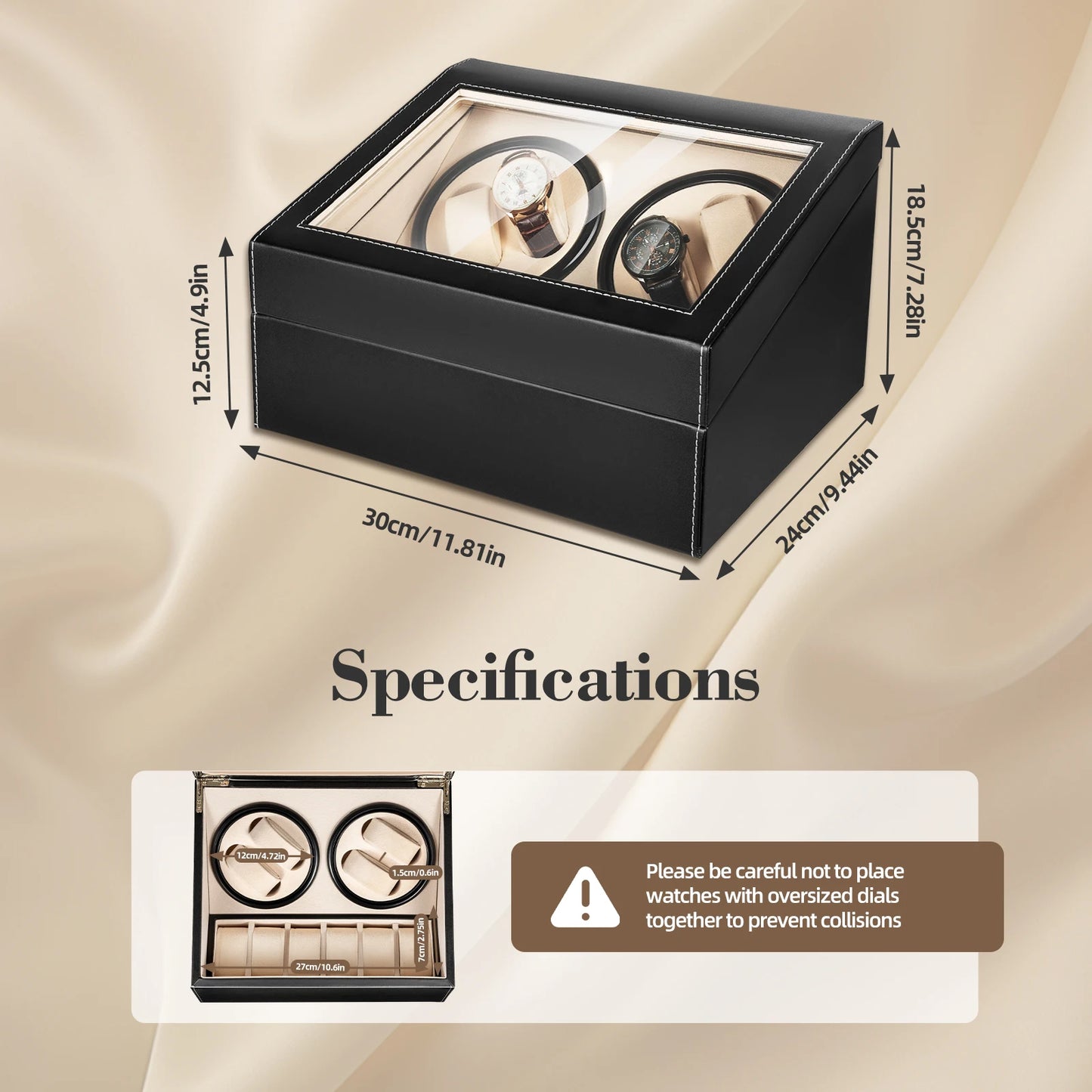 Watch Winder Box for Automatic Mechanical Watches PU Leather