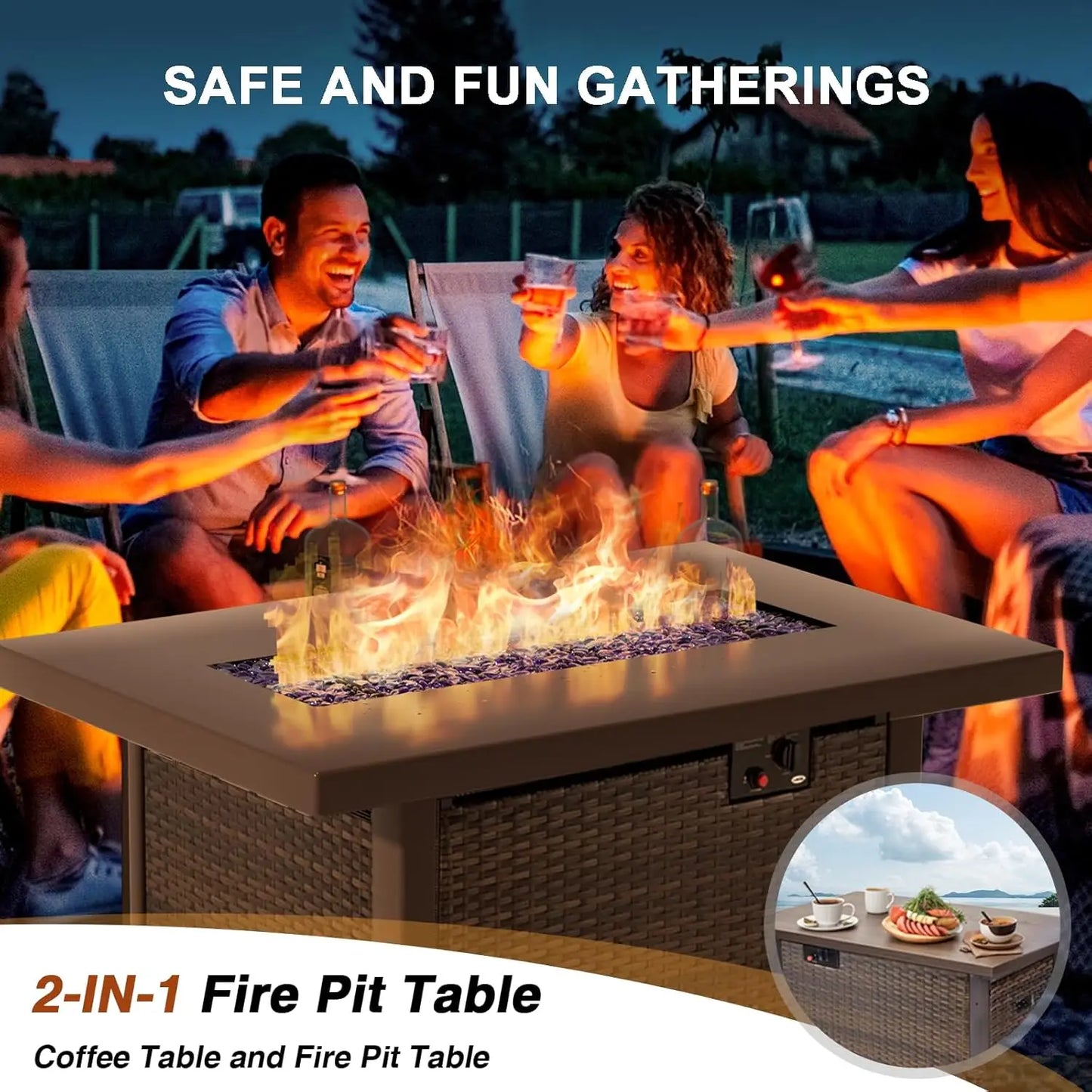 XIAOLANG Outdoor Sectional Patio Furniture Set With Fire Pit Table
