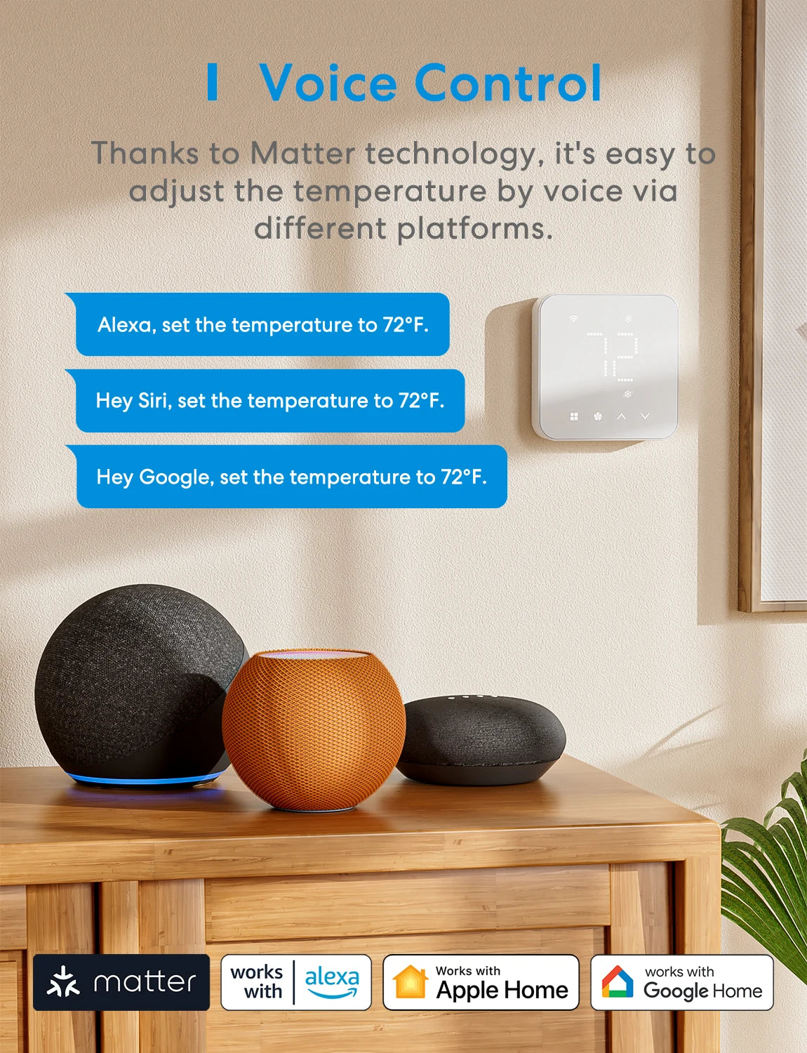 Meross Matter Smart Thermostat For US WiFi With Alexa HomeKit