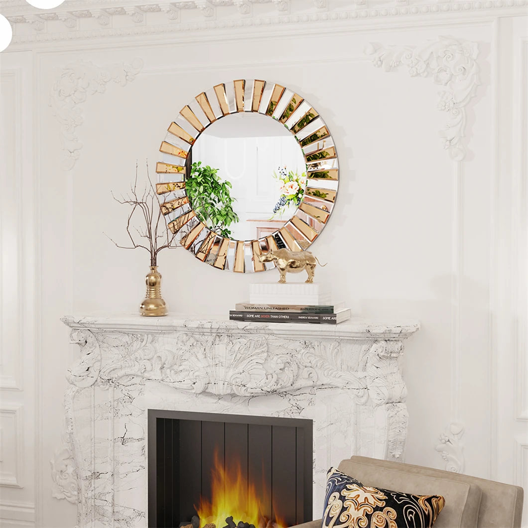 BORWARTH Round Wall Mirror Decor Accent Hallway Bathroom