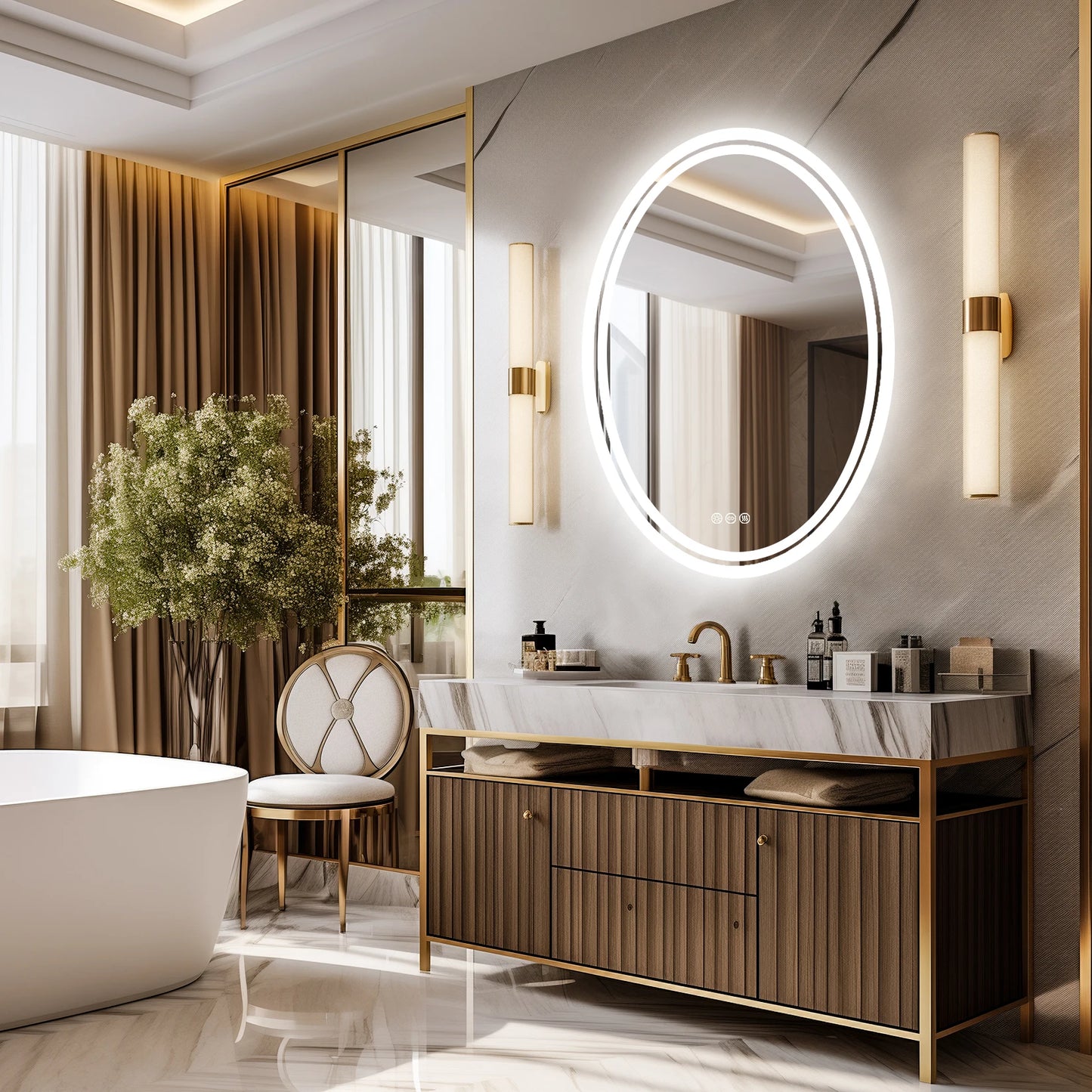 Wisfor LED Backlit Round Vanity Mirror Anti Fog Dimmable