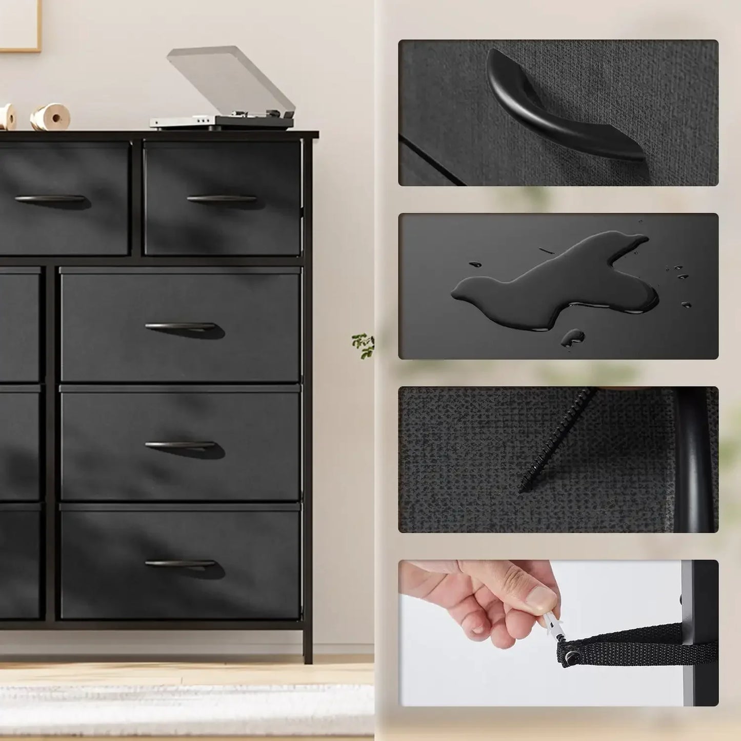 XMSJ Fabric Dresser For Bedroom Nine Drawer Organizer