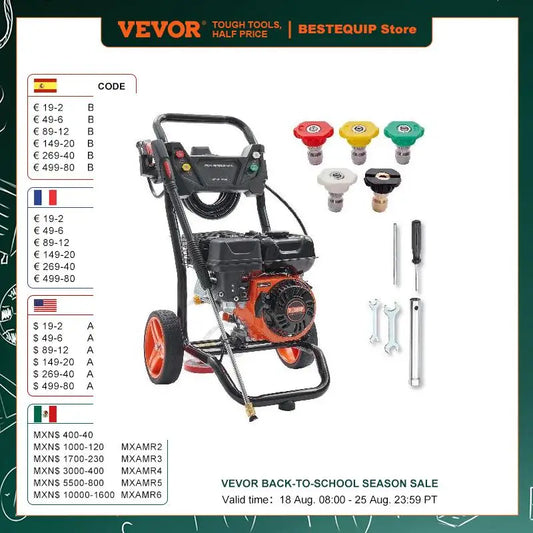 SucceBuy Gas Pressure Washer 3600 PSI 2.6 GPM Copper Pump