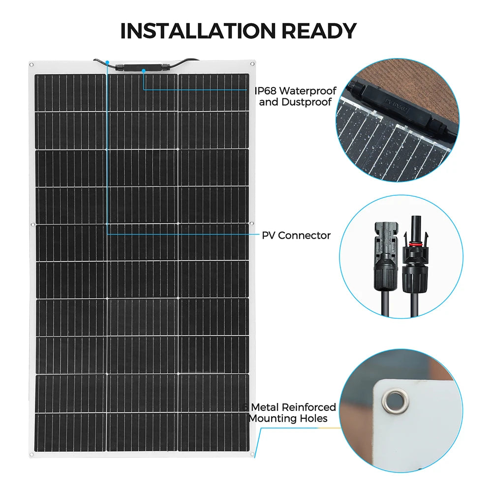 Xinpuguang Solar Panel Kit 12V 100W 200W Flexible 24V