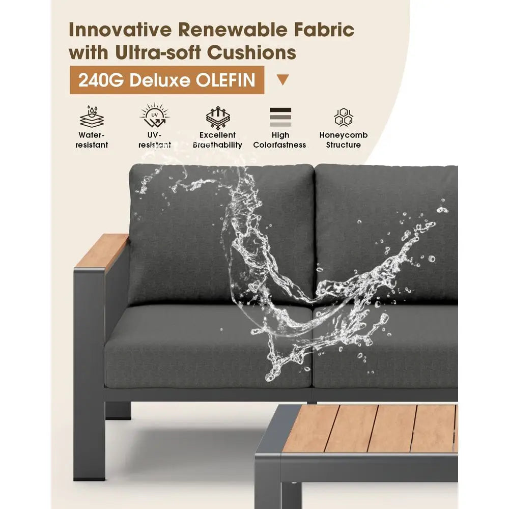 Outdoor Patio Loveseat Set All Weather With Washable Thick Cushions