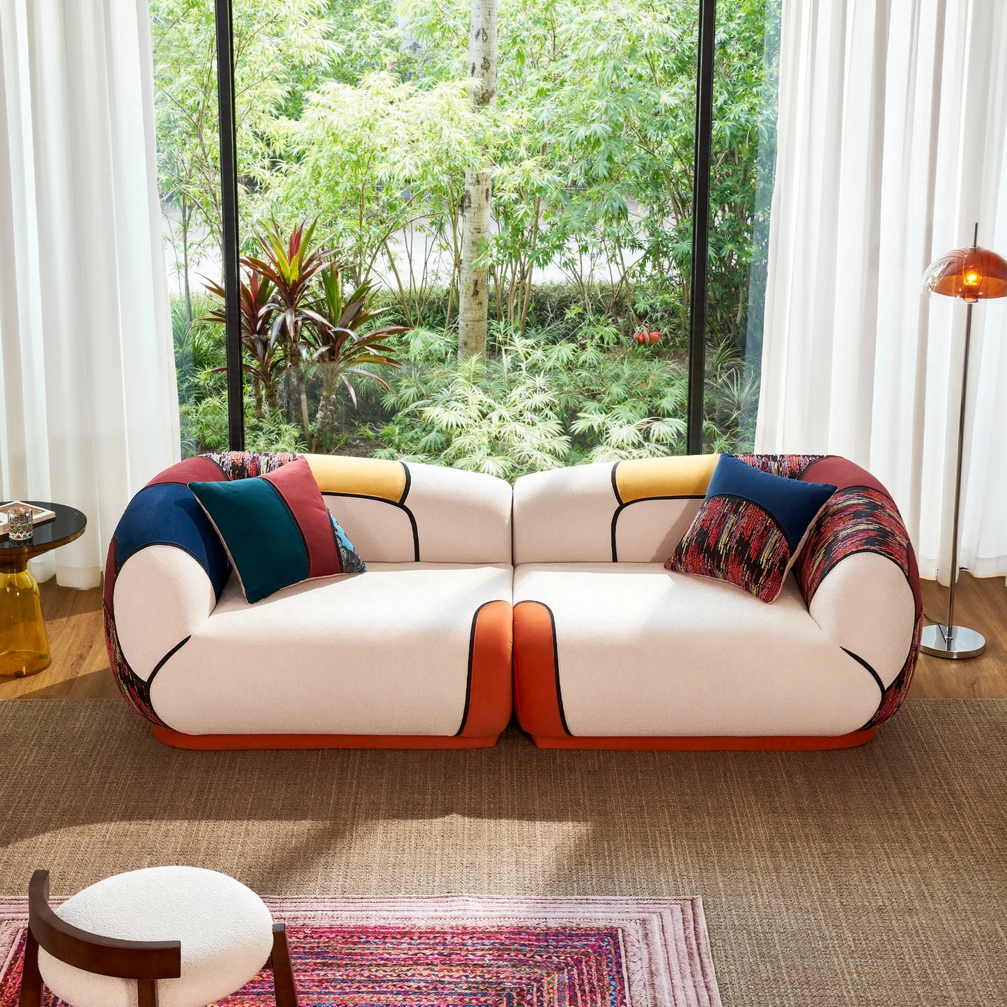 Modern Curved Chenille Sofa Minimalist Living Room