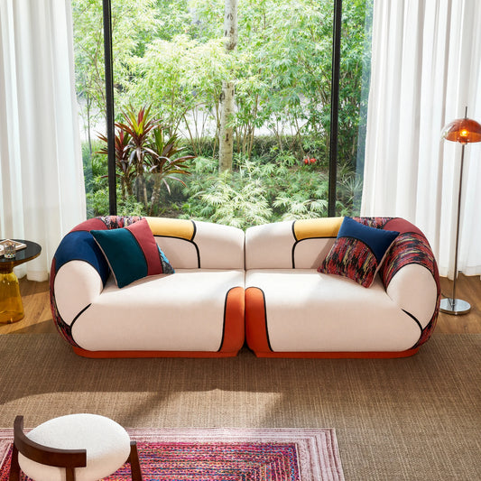 Modern Curved Chenille Sofa Minimalist Living Room