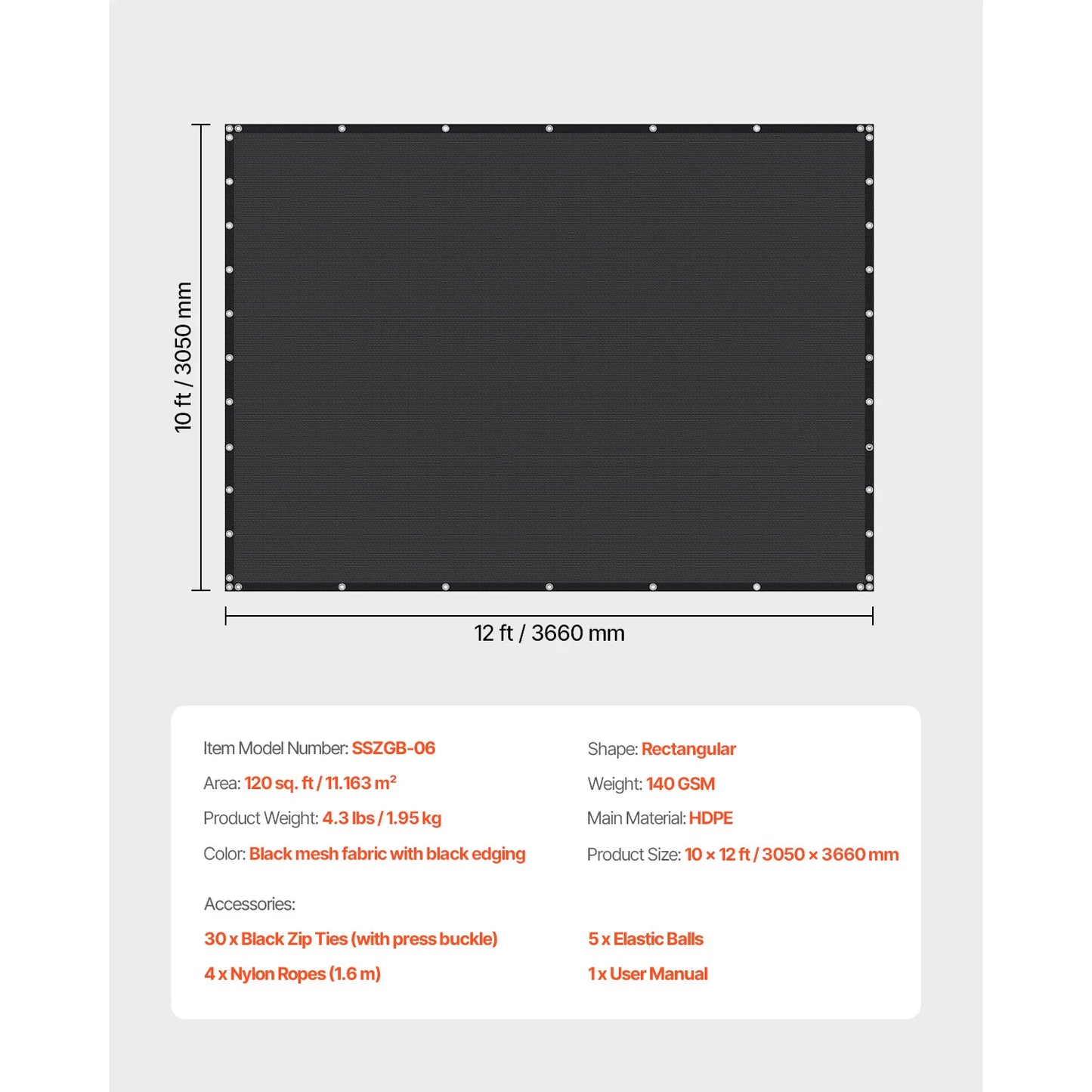 SucceBuy 90 Percent Sun Shade Cloth HDPE Canopy For Outdoors