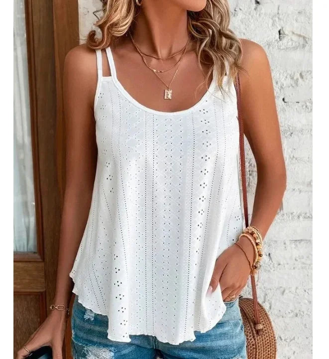 Women Boho Camis Tops Loose Hollow Out Pullover Summer