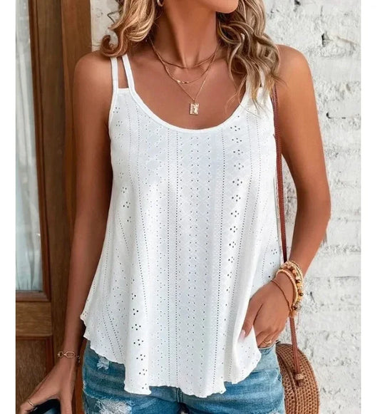 Women Boho Camis Tops Loose Hollow Out Pullover Summer