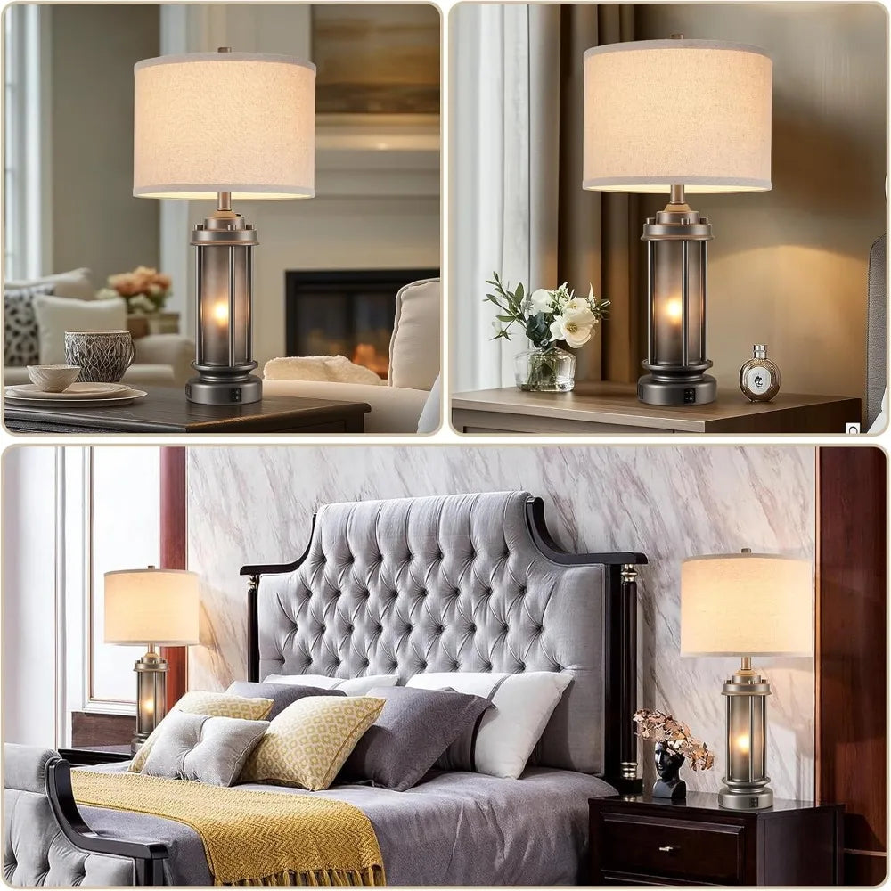 Hign-concerned Metal Table Lamps Set of 2 With USB Port