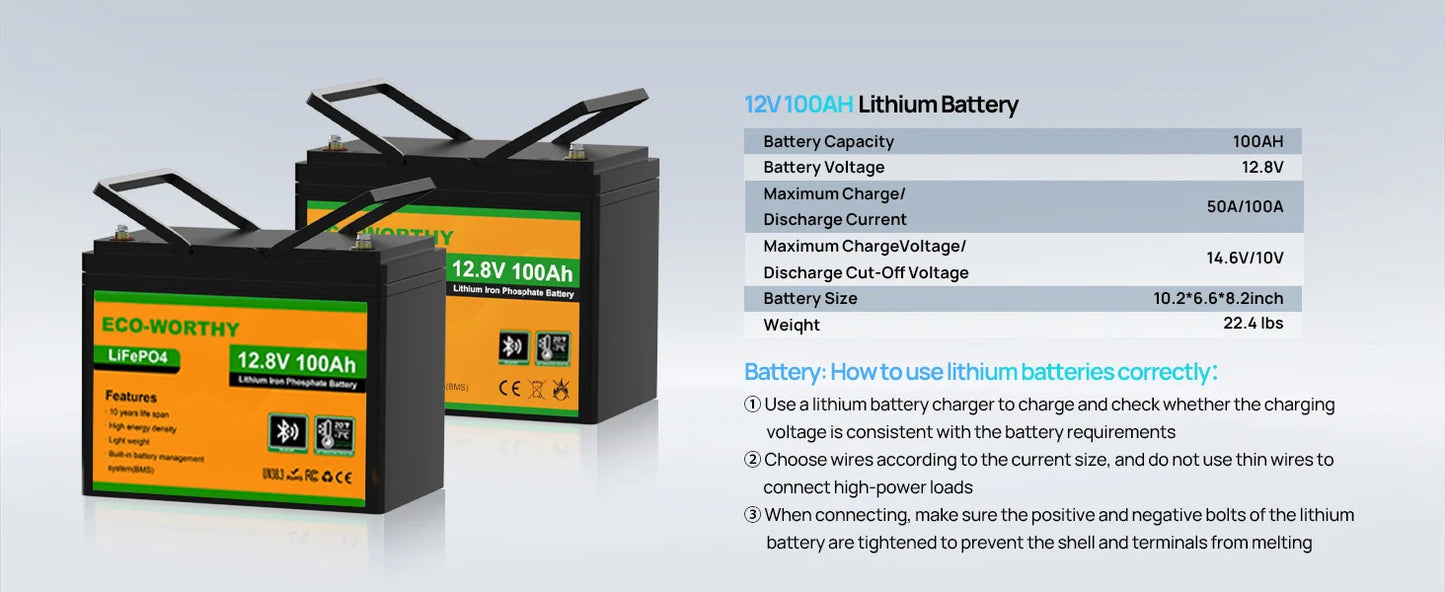 Eco-Worthy RV Solar Kit 4x100W Panels MPPT Battery
