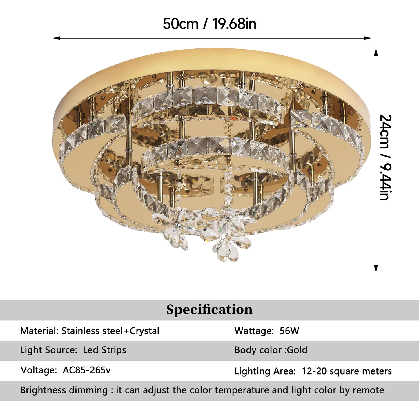 GreeLustr Flower Led Crystal Ceiling Chandelier Light