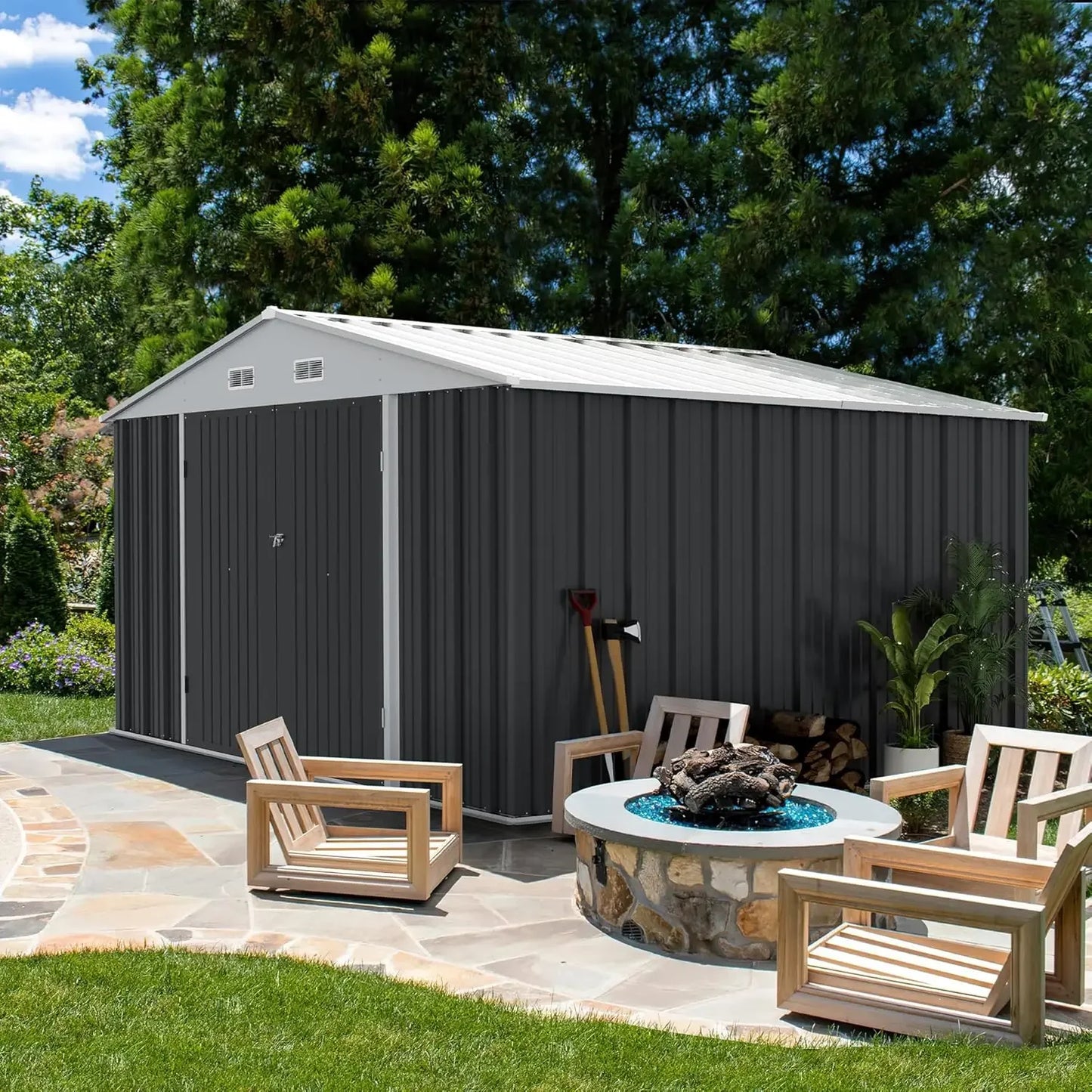 Plastic Outdoor Storage Shed for Garden Tools and Yard Organization