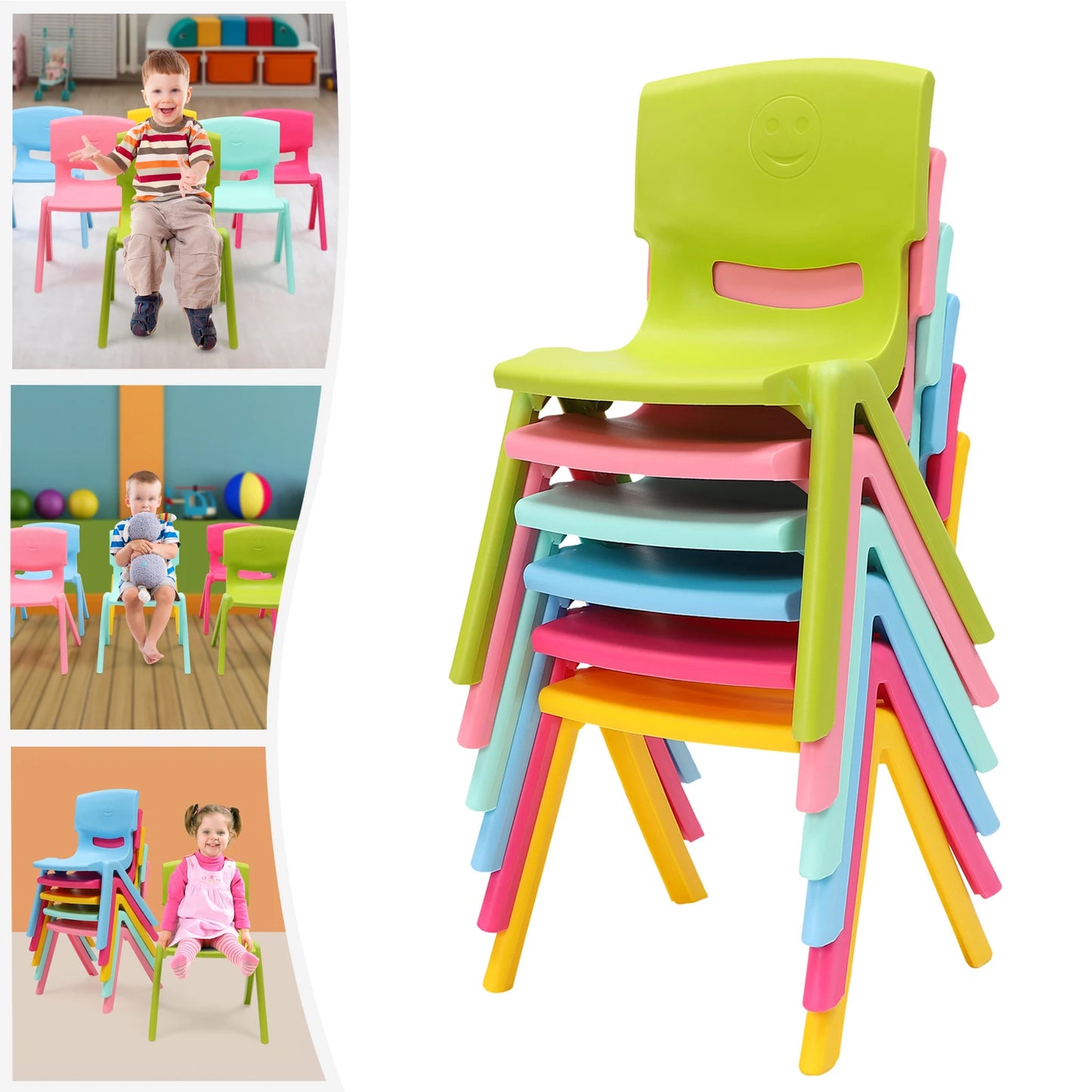 BymaocarHign-concerned Stacking Stools 6 Piece Plastic Classroom Chairs