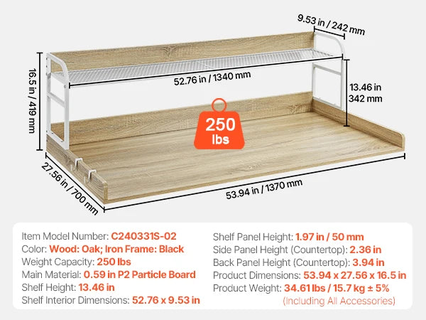 SucceBuy Washer Dryer Countertop Shelf With Drawer For Laundry