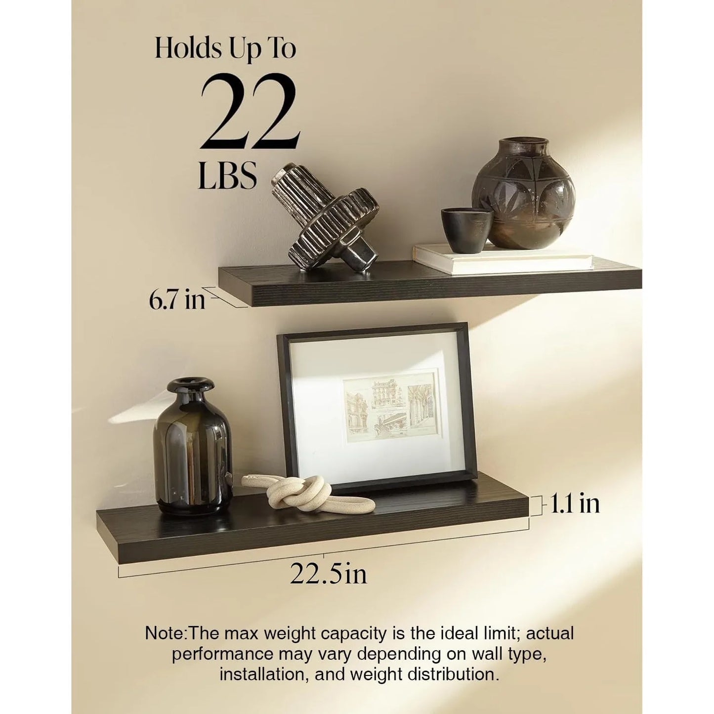 Hign-concerned Dual Tier Floating Wall Shelves Rustic Wood