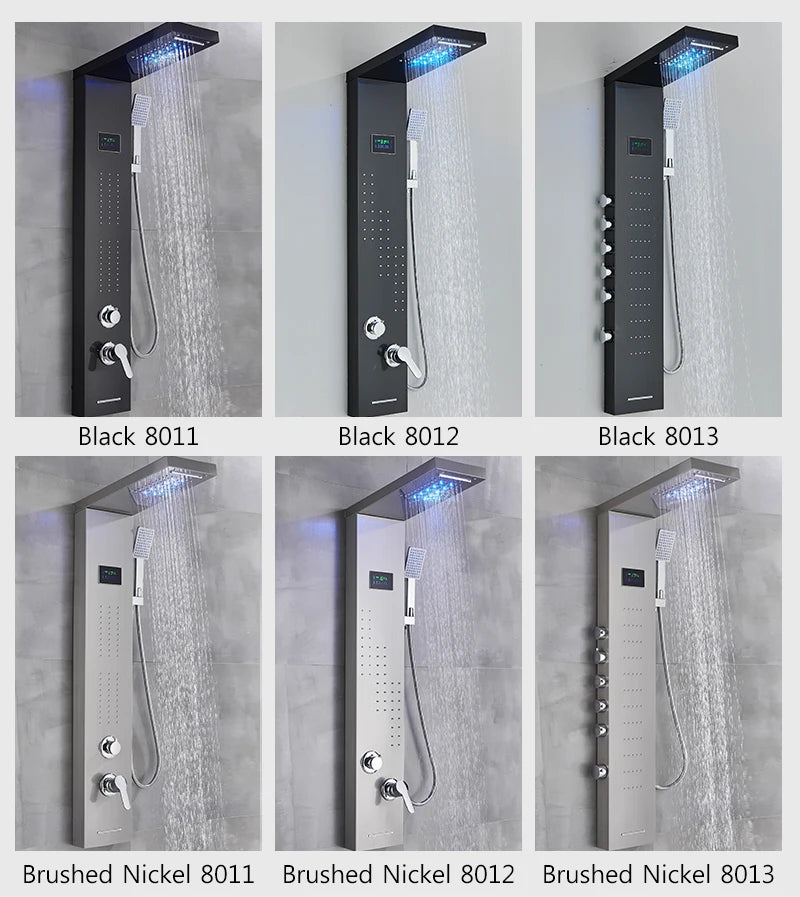 MYQualife LED Rainfall Waterfall Shower Panel System