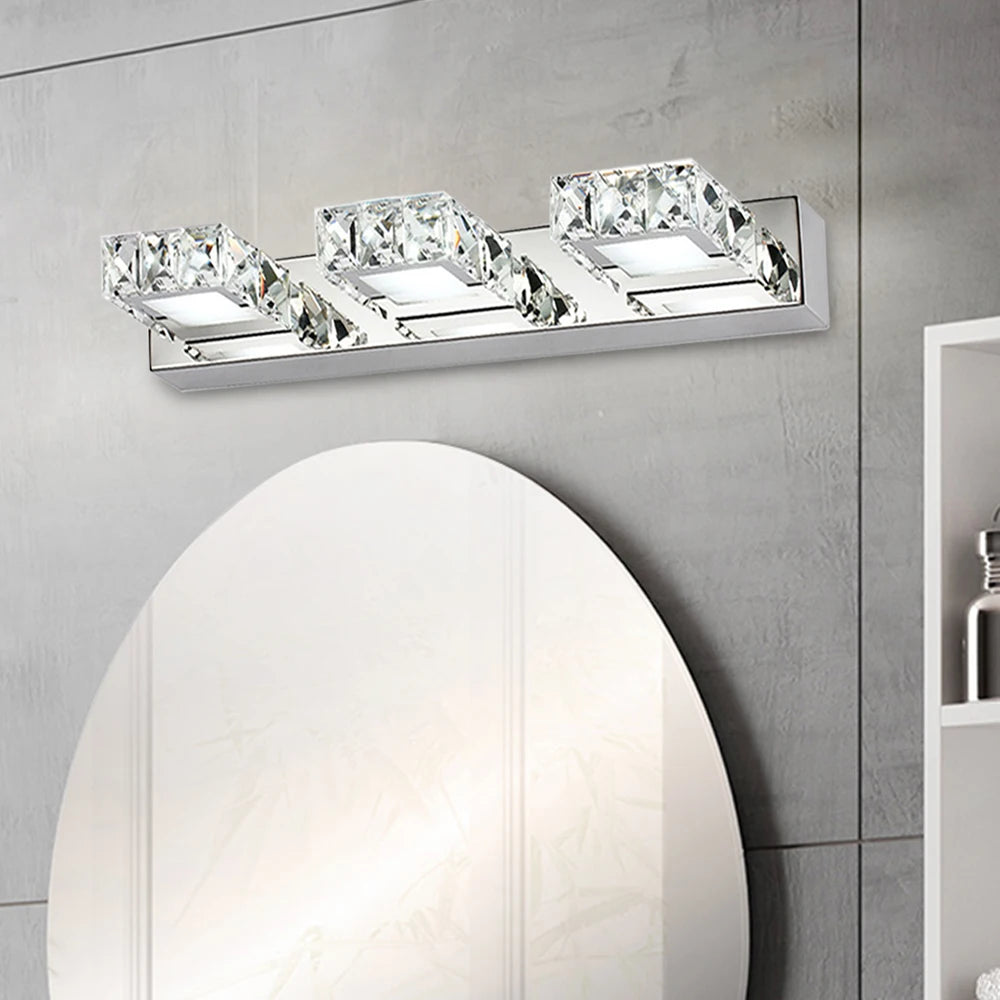 Bymaocar K9 Crystal LED Vanity Mirror Light Fixture 3-Head