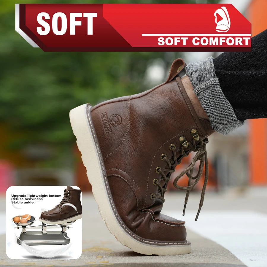 Two Layer Cowhide High Top Anti Smash Puncture Safety Boots