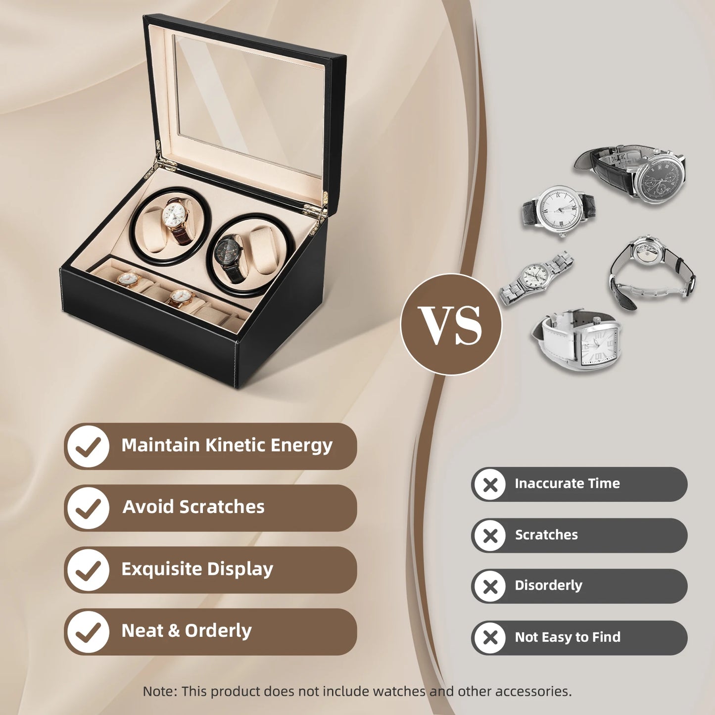 Watch Winder Box for Automatic Mechanical Watches PU Leather