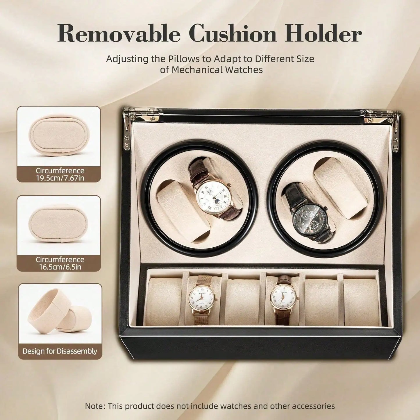 Automatic Double Rotary Leather Watch Winder Display Box