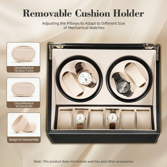 Automatic Double Rotary Leather Watch Winder Display Box
