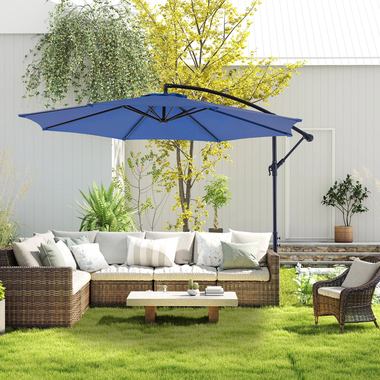 JHK Outdoor Cantilever Patio Umbrella With Easy Tilt Adjustment