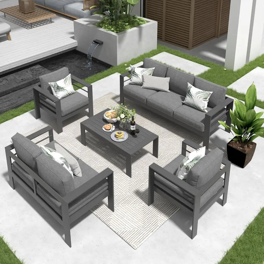 Metal Patio Furniture Set With All Weather Cushions
