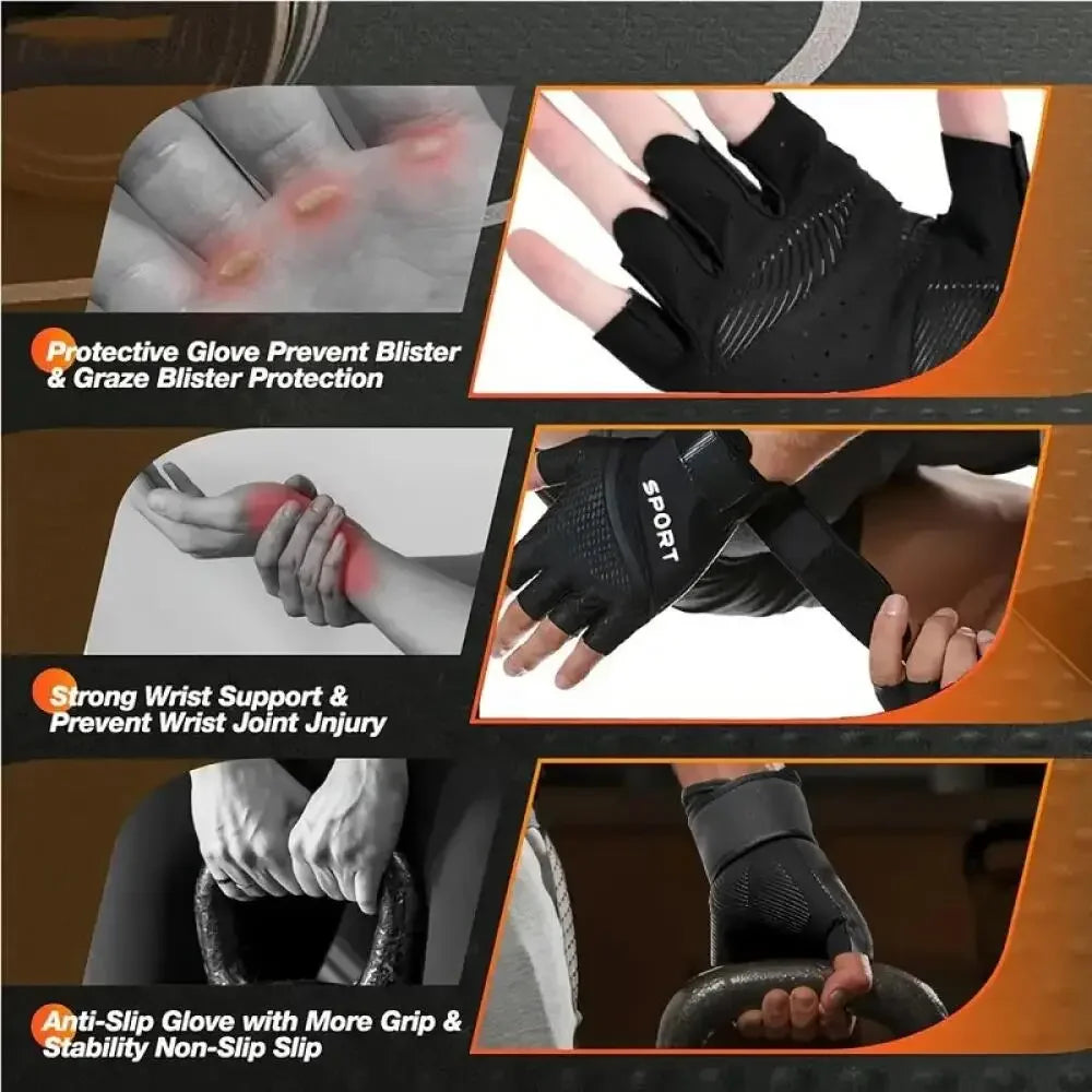 Unisex Half Finger Sports Gloves Polyester Non Slip for Training