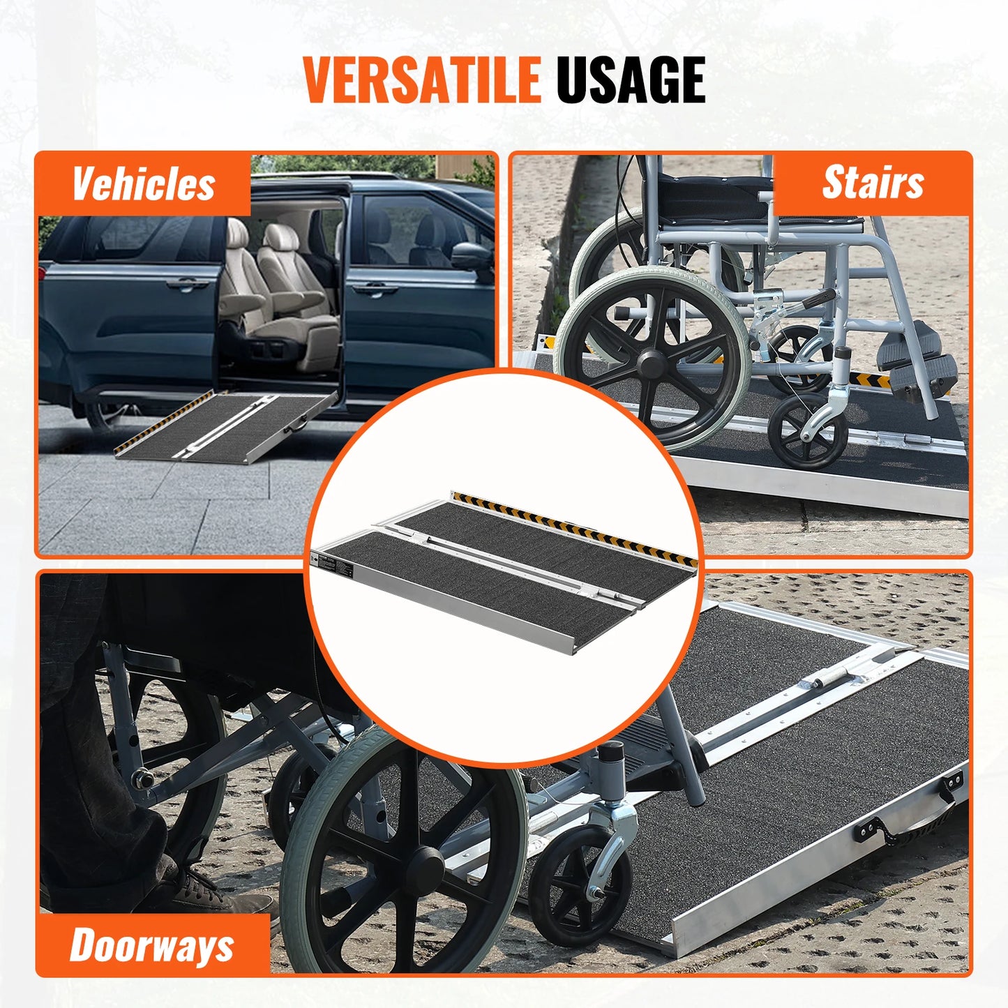 SucceBuy Portable Non Slip Aluminum Folding Wheelchair Ramp