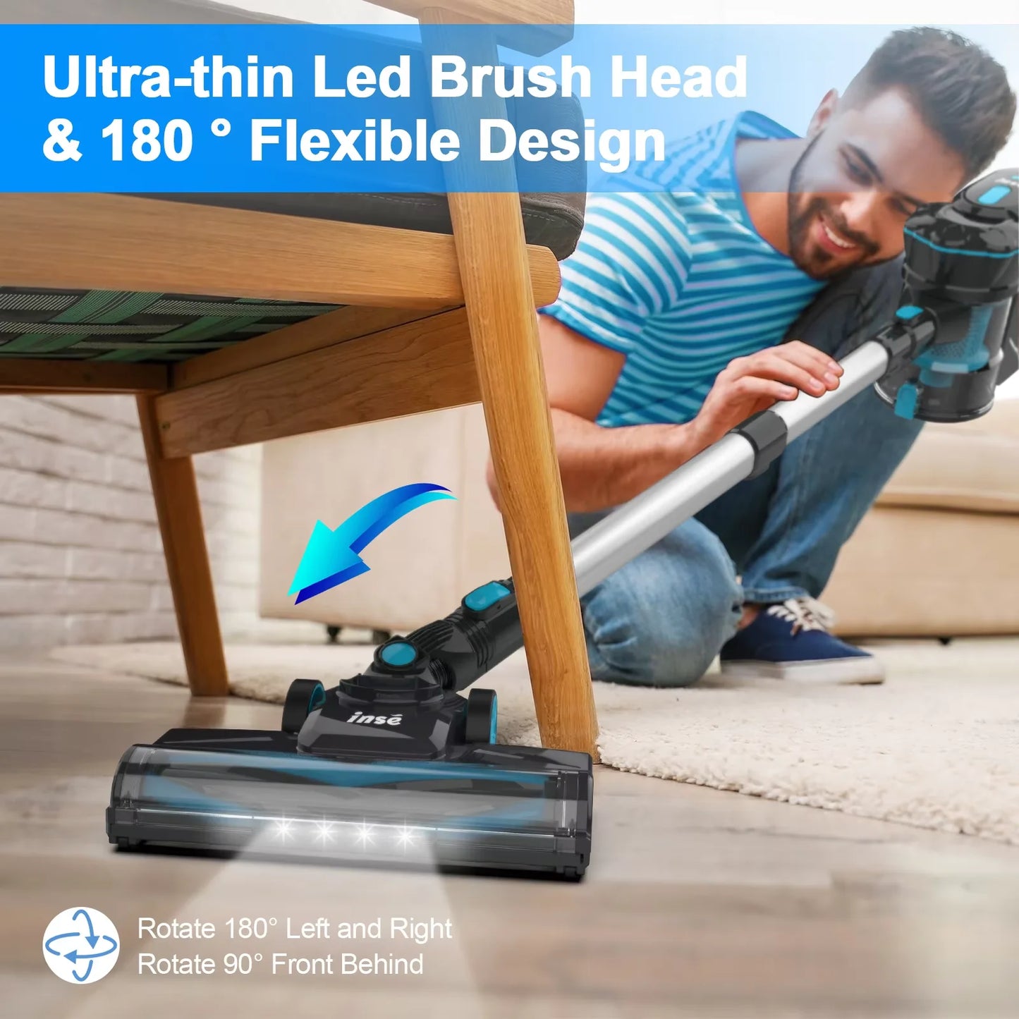 INSE V770 Cordless Stick Vacuum Cleaner 40 Minute Runtime