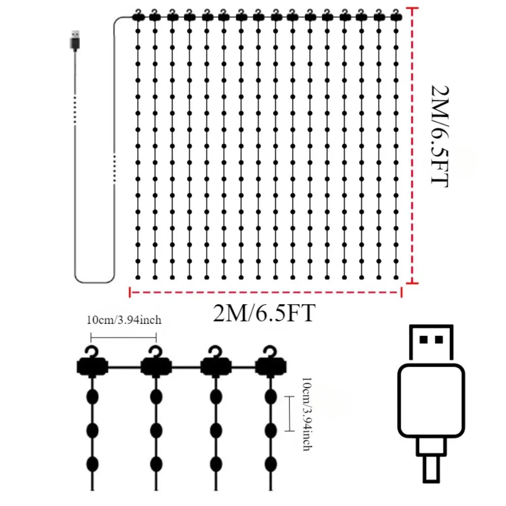 MIMIRGB USB LED Smart Curtain Lights Bluetooth RGB Fairy