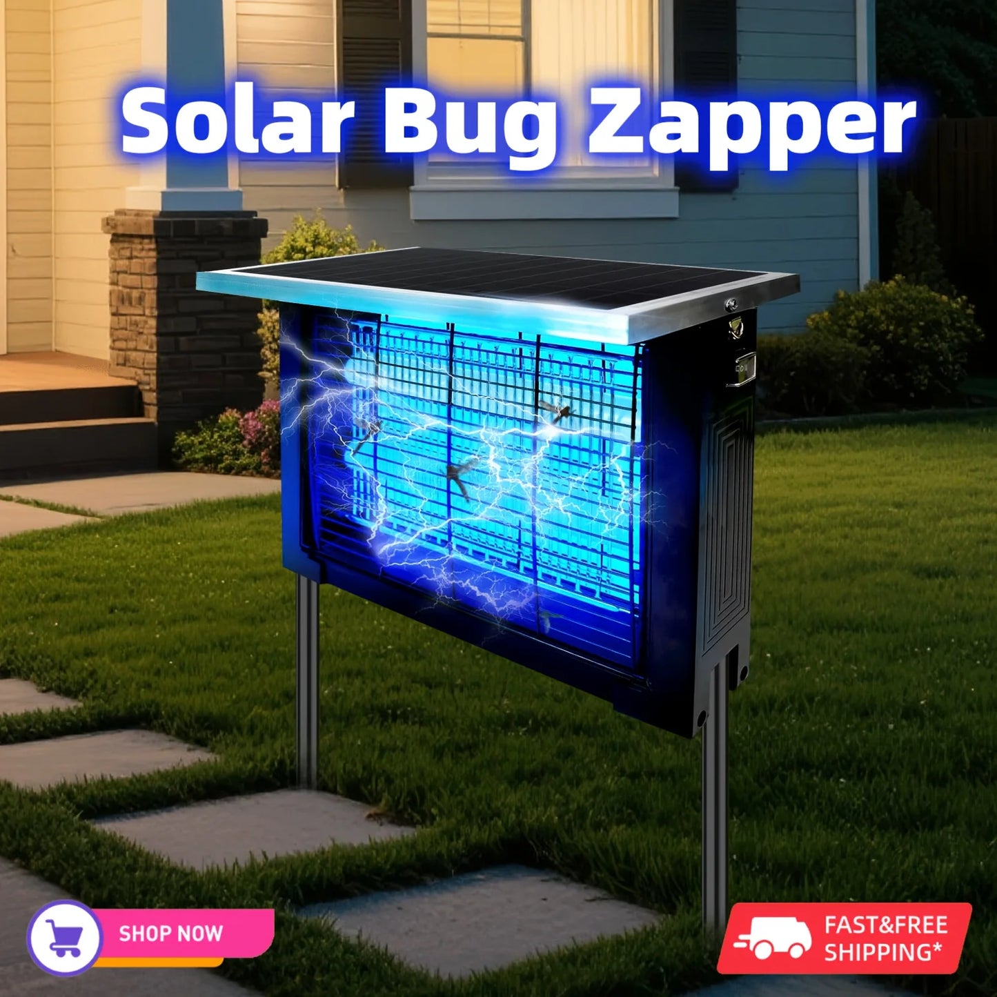Outdoor Solar Bug Zapper Portable Rechargeable Mosquito Zapper High Powered