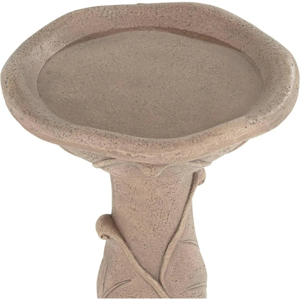 Lamps Plus Water Lily Solar Lighted Cement Floor Fountain Birdbath