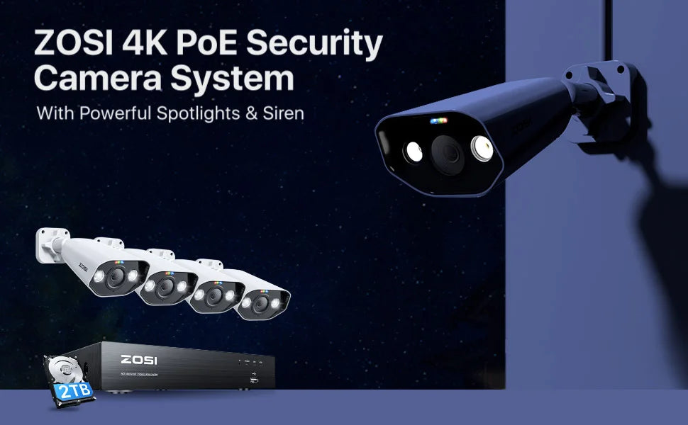 ZOSI 8 Channel POE CCTV Surveillance Kit 4K Night Vision
