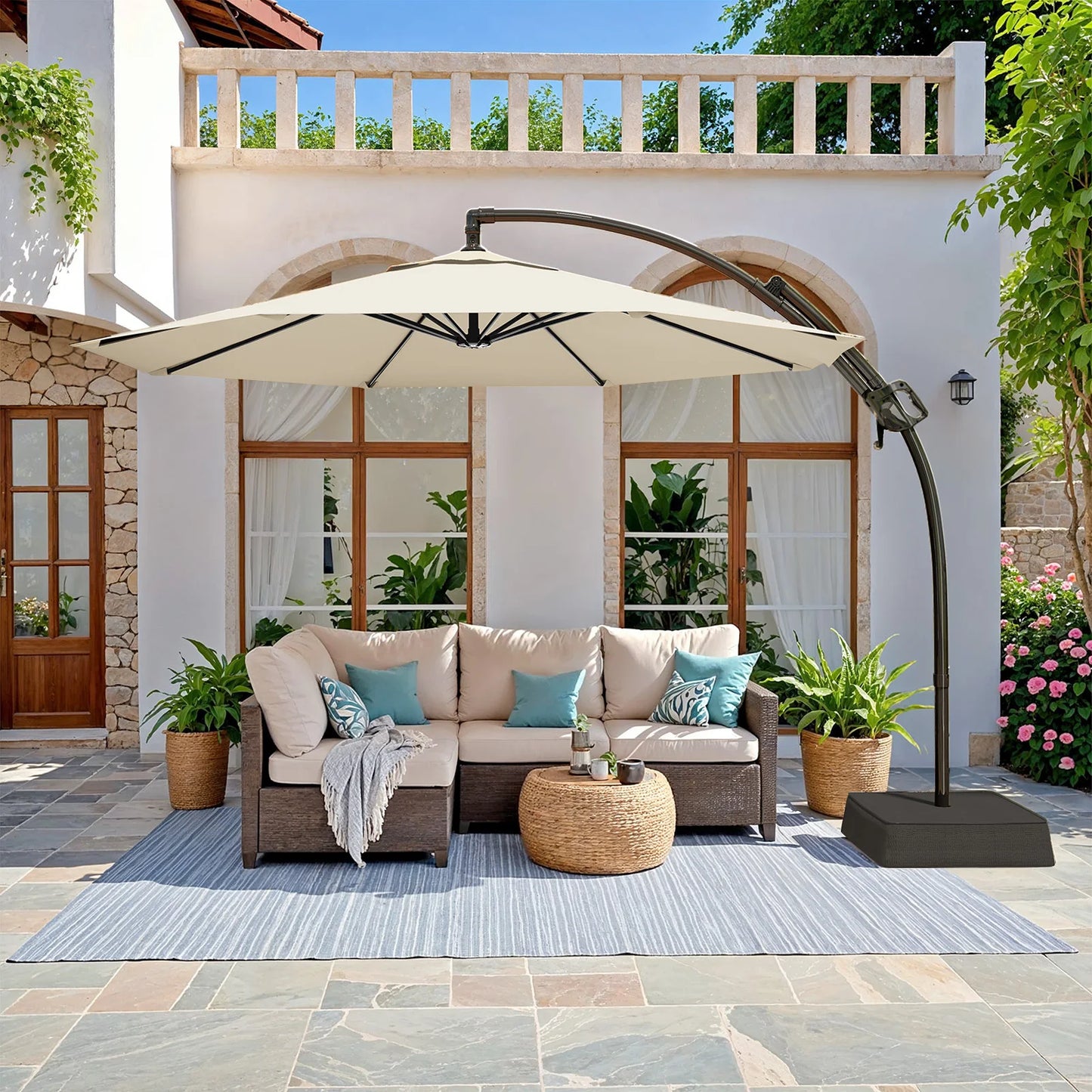 ONBRILL Outdoor Patio Umbrella With Base And Stand