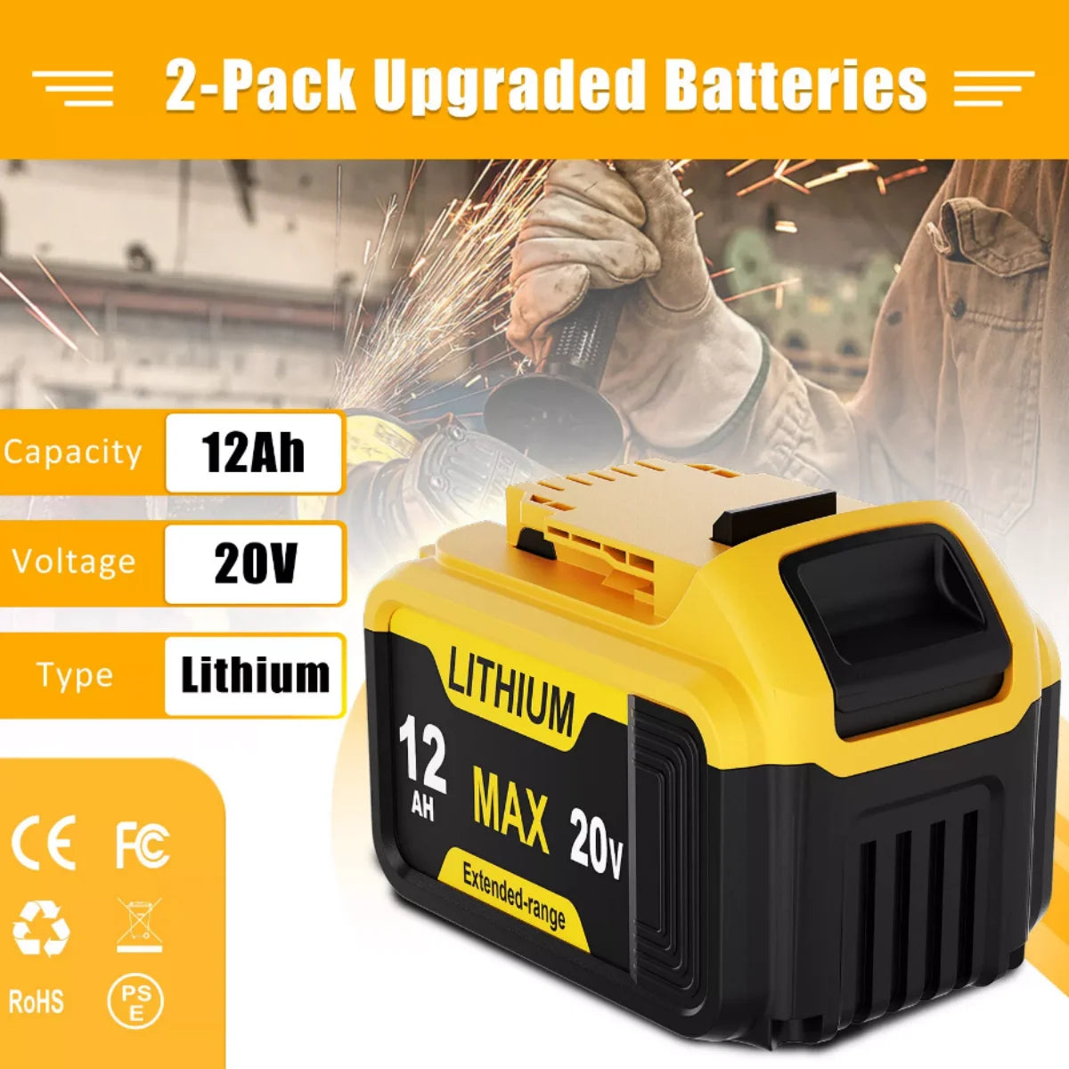 BlawhiHign LiIon Replacement Battery For Dewalt 20V Max Tools