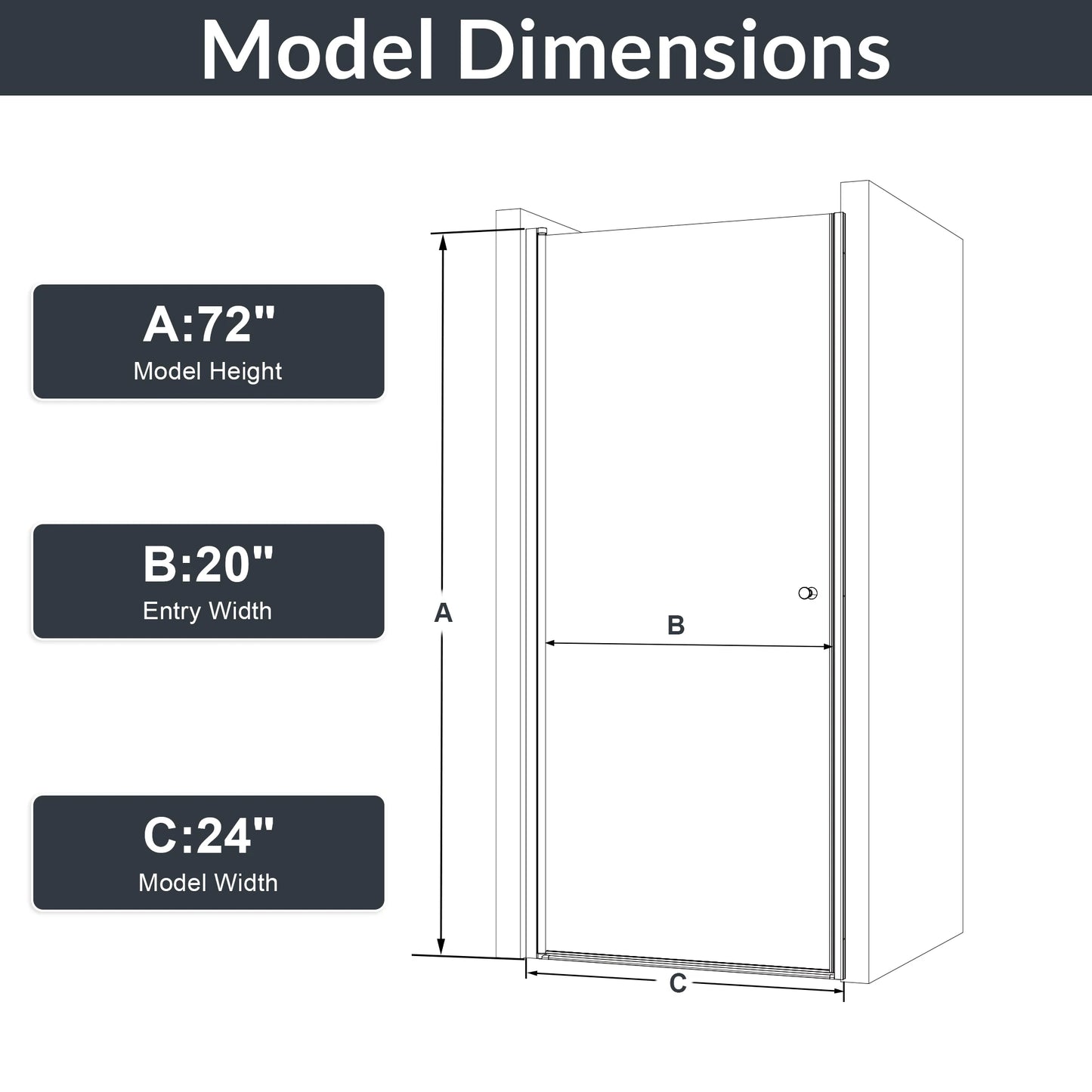 Sh.Kl Frameless Shower Door Chrome Finish Pivot Glass Door